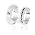 Alianças De Noivado Ouro Branco Com Diamantes