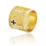Aliança Com Oração Pai Nosso Em Latim Em Ouro Amarelo