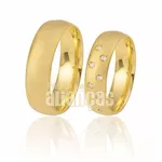 Alianças De Noivado Escovada De Ouro Amarelo 18k