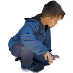 Blusa Preto e Azul Marinho Tactel Dupla Face com Zíper, 2 Bolsos, Capuz Regulável, Jaqueta Corta Vento Tactel 