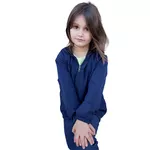 Blusa Preto e Azul Marinho Tactel Dupla Face com Zíper, 2 Bolsos, Capuz Regulável, Jaqueta Corta Vento Tactel 