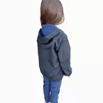 Blusa Preto e Azul Marinho Tactel Dupla Face com Zíper, 2 Bolsos, Capuz Regulável, Jaqueta Corta Vento Tactel 