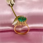 Anel Solitario Banhado A Ouro Grade com Pedra Zirconia Verde Agua 