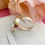 PAR ALIANÇA DE CASAMENTO OURO E PRATA - Modelo Lis