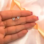 Brinco Prata Zircônia - Coração Pequeno