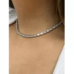 Choker Riviera Zircônias Ovais Ródio Branco