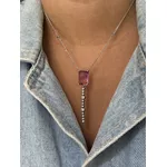 Colar Gravatinha Cristal Pink Degradê