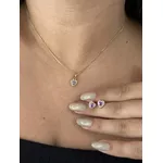 Conjunto Coração Ametista Banhado a Ouro 