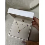 Conjunto Coração Ametista Banhado a Ouro 