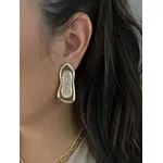 Brinco Orgânico Cravejado Banhado a Ouro 