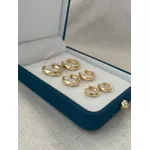 Trio Argolas Sextavadas Banhadas a Ouro