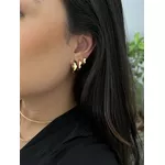 Trio Argolas Sextavadas Banhadas a Ouro