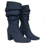 Bota Cano Alto - Gisele, Jeans Escuro