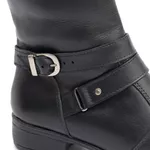 Bota Feminina Em Couro Montaria Cano Longo Detalhe Fivela Preta