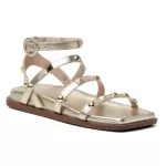 Sandália Papete Flatform Malu Com Amarração Dourada