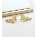 Brinco Ear Cuff Baguetes Cravejadas Banho Ouro com Zircônias