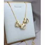 Colar Com Até 4 Corações Personalizados Banhado a Ouro