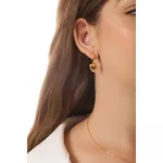 Brinco Argola Coração Liso Banhado a Ouro 