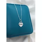 Colar Em Prata 925 Com Pingente Coração Alça Personalizado Com Um Nome Simples Ou Inicial