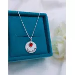 Colar Redondo Em Prata 925 Com Ponto De Luz Coração Vermelho