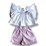 Conjunto Melinda listras rosa
