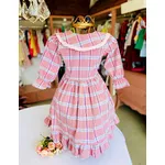 Vestido Agatha Xadrez Marinho Com Rosa