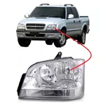 Farol S10 Blazer Pitbull 2001 a 2011 Mascara Cromada Pisca Cristal Esquerdo 