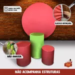 Kit Casadinho Capa Painel Redondo + Retangular + Trio Capas de Cilindro Tema Mulher Maravilha Decoração Menina