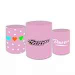Trio Capas de Cilindros Sublimados Decorativo Tema Infantil Meninas Super Poderosas Decoração Festa