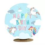 Capa Mini Painel Redondo 50x50cm Decorativo Tema Unicornio Decoração Festa Infantil