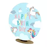 Capa Mini Painel Redondo 50x50cm Decorativo Tema Unicornio Decoração Festa Infantil