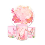 Kit Capa Painel + Trio Cilindros Borboleta Rosa