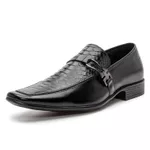 Sapato Social Masculino em Couro Textura Cobra Preto