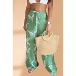 Calça Pantalona Envelope Folhagens