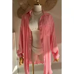 Saída de Praia Camisa Básica Rosa Coral Claro