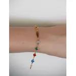 Pulseira Infantil Plaquinha Pedras Coloridas 14cm