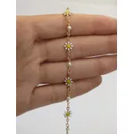 Pulseira Margaridas e Pérolas 17,5cm