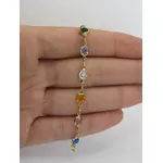 Pulseira Feminina Pedras Coloridas 19cm
