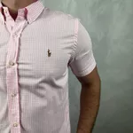 Camisa Manga Curta Xadrez PRL Rosa