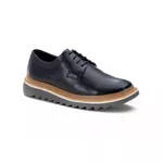 Sapato Derby Tratorado Confort Couro Preto 