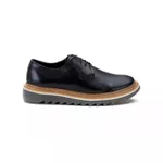 Sapato Derby Tratorado Confort Couro Preto 