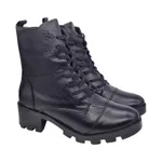 Bota Coturno Feminino em Couro Preto