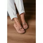 Sandália Flat Viés Strass Tiras_ 225- Nude
