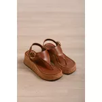 Anabela Dedo Fivela Solado Cortiça 6 cm_3187- Caramelo