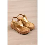 Anabela Dedo Fivela Solado Cortiça 6 cm_3187- Ouro