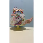 TOPO DE BOLO TEMA UNICÓRNIO - OURO