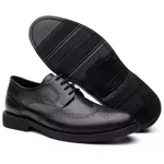 Sapato Brogue Tamanho Especial em Couro Preto