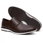 Sapato Masculino Macau Tamanho Especial Derby Couro Café 