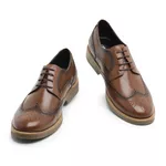 Sapato Casual Brogue em Couro Whisky