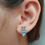 Brinco Com Zircônia Coração Prata 